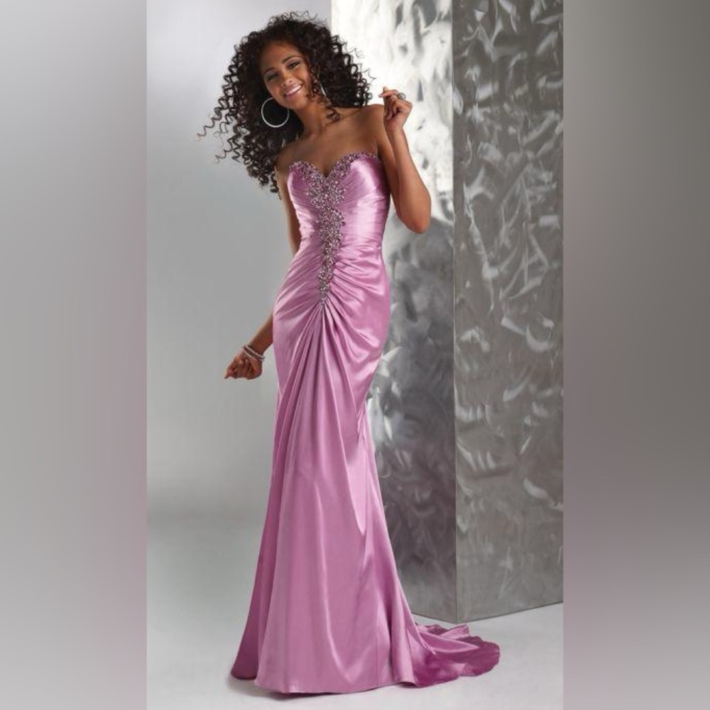 FLIRT Maggie Sottero Strapless Beaded Prom Dress Soft Orchid Size 4 Gown